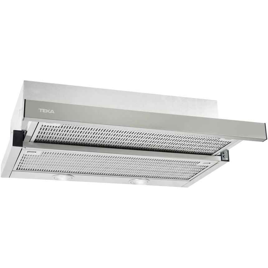 Hota incorporabila telescopica Teka CNL 6415, 385 m³/h, 2 trepte putere+ 1 Turbo, Filtre inox, Control electronic, Sistem de iluminare automat, Motor EcoPower, Clasa A, 60 cm, Inox