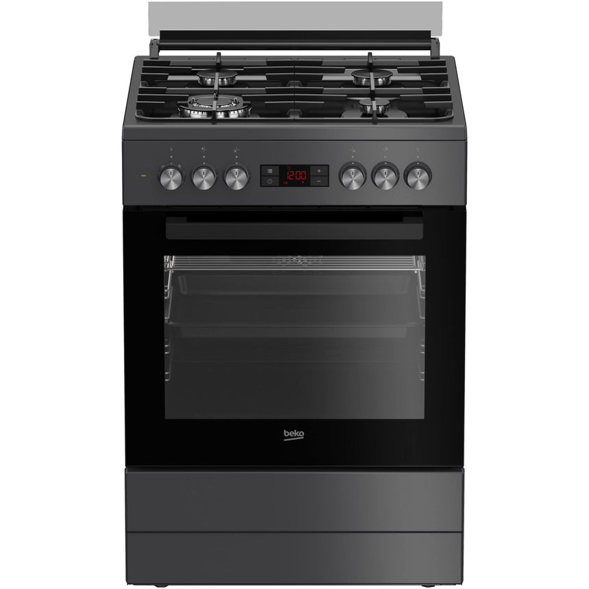 Aragaz Beko FSM62320SAC, Mixt, 4 arzatoare,WOK , High-Efficiency Gas Burner, Safety Plus, Gratare fonta, SteamShine Cleaning, Autocuratare catalitica, Timer, Clasa A, 60 cm, Antracit