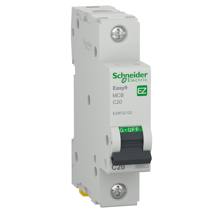 Siguranta electrica automata Schneider Easy9 EZ9F32120, 1P, 4500 A C, termo-magnetic, Clipsabil, 20A