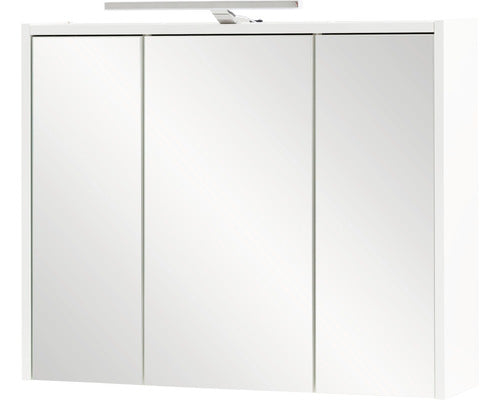Dulap Baie Cu Oglinda Flag Cu Iluminare, 3 Usi 1 Priza, Pal, 74,5x60 Cm, Alb