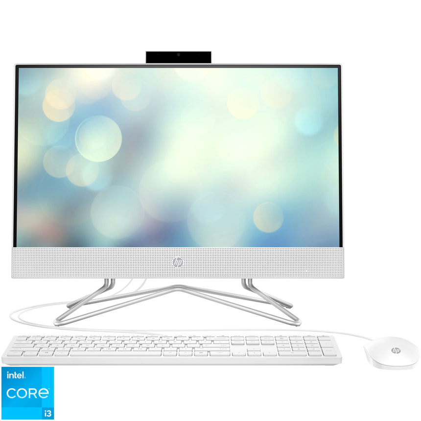 Sistem All-in-One HP 22-df1016nq cu procesor Intel® Core™ i3-1115G4 pana la 4.10 GHz, Tiger Lake, 21.5", Full HD, 4GB DDR4, 256GB SSD NVMe, Intel® UHD Graphics, Free DOS, Snow White