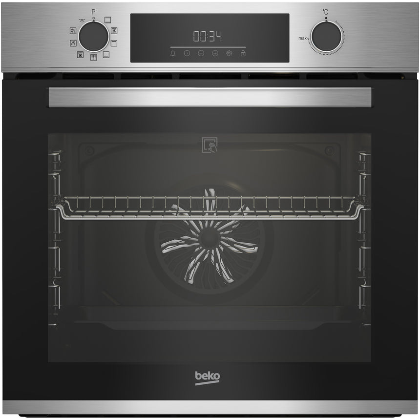 Cuptor incorporabil Beko BBIE12300XMP, Electric, 71 l, Autocuratare pirolitica, Grill, Timer, AEROperfect, SteamShine Cleaning, Clasa A, Negru
