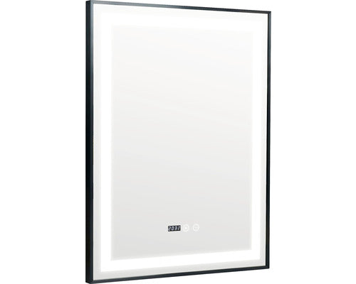 Oglinda baie cu rama neagra, iluminare LED, functie Touch 60x80 cm 80-7-3K-N