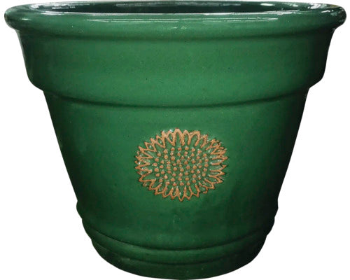 Ghiveci Cu Model Floarea-soarelui Lafiora Ø 36 Cm H 29 Cm Ceramica Verde