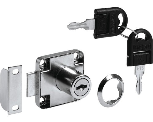 Incuietoare Aplicata Mobilier Hettich 40x40 Mm, Cilindru Ø18 Cu 2 Chei, Nichelata