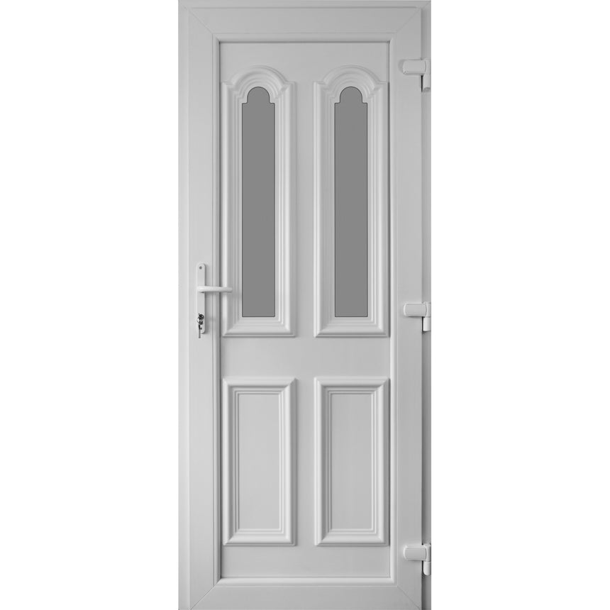 Usa pvc intrare , 86x205 cm, alba, deschidere dreapta