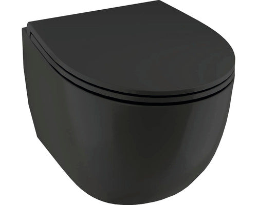 Set Vas Wc Jungborn Two, Fara Margine De Clatire, Tehnologie Turbo-flush, Negru Mat, Include Capac Wc