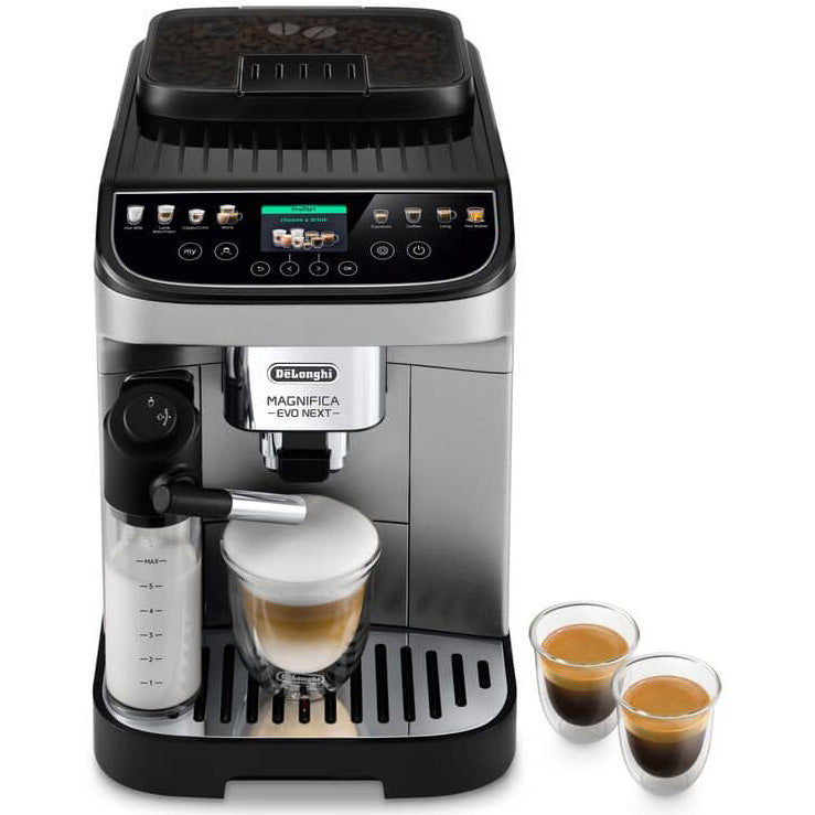 Espressor automat De'Longhi Magnifica Evo Next ECAM 310.80.SB, 1450W, 13 tipuri de bauturi, 15 bari, Carafa pentru lapte, Tehnologie LatteCrema, Negru/argintiu