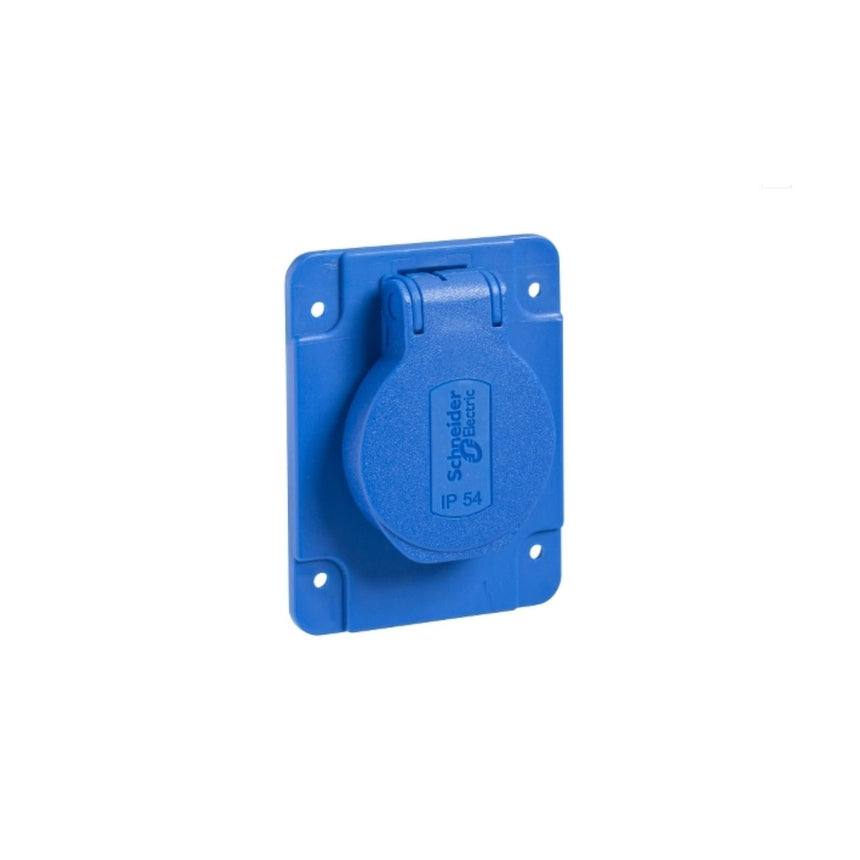 PKS61B - PratiKa socket - blue - 2P + E - 10/16 A - 250 V - German - IP54 - flush - back