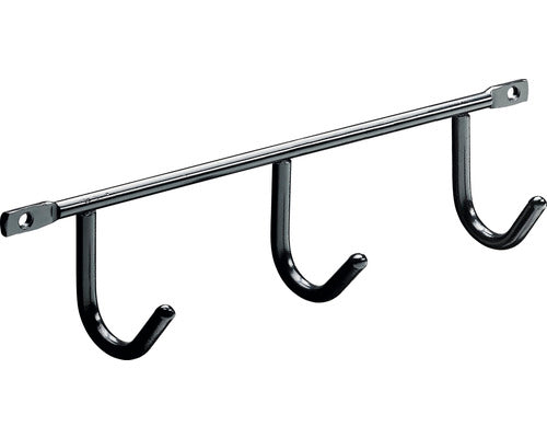 Cuier De Perete Cu 3 Carlige Hettich Budget 200x52x35 Mm, Otel Vopsit Negru