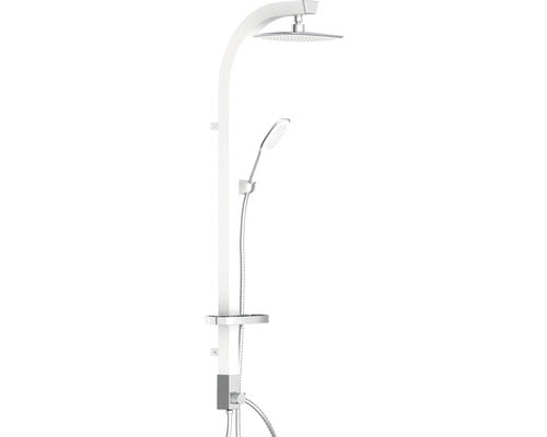 Sistem de dus cu comutator Schütte Madagascar, incl. sapuniera, dus fix 17,5x17,5 cm, para dus 1 functie, alb