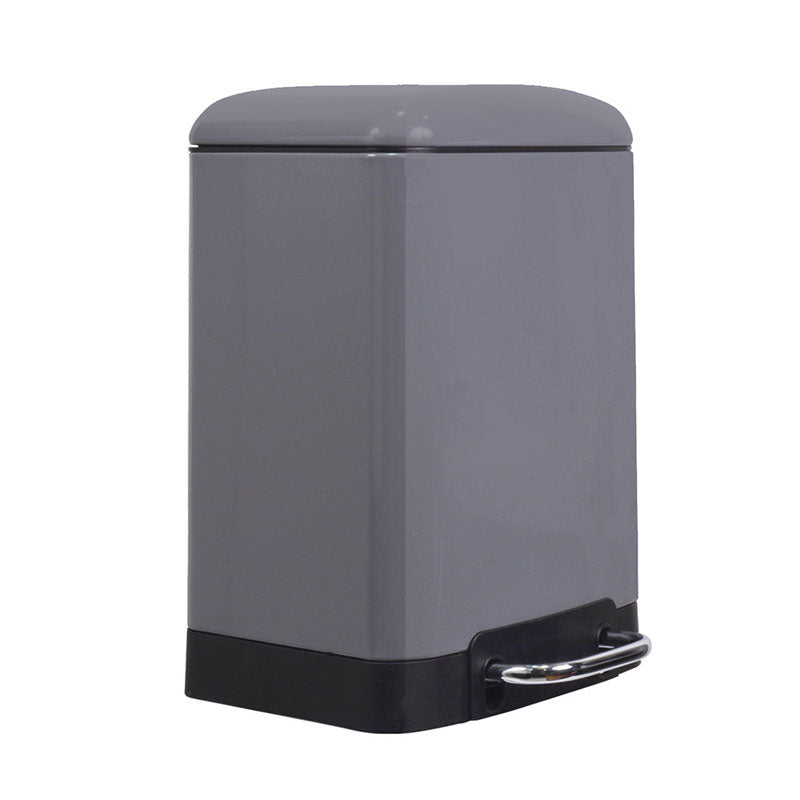 Cos de gunoi 6 L cu pedala, inchidere silentioasa, rectangular, Frandis, galeata detasabila, metal, gri mat