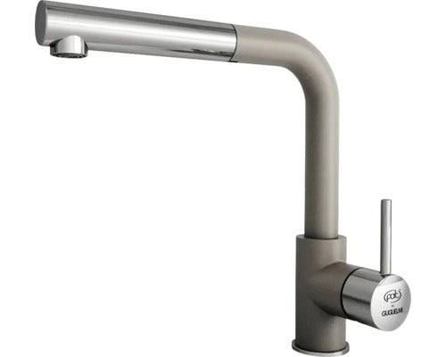 Baterie Bucatarie Monocomanda Cu Dus Extractibil Guglielmi Impact, Cartus Cu Disc Ceramic 40 Mm, Aerator M24, Fatgranit Gri Desert Rose