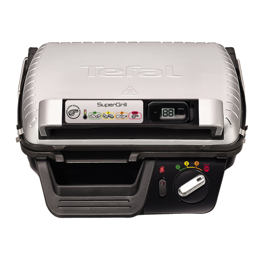 Gratar electric cu timer Tefal Super Grill GC451B12, 2000 W, 4 Nivele, Inox/Negru