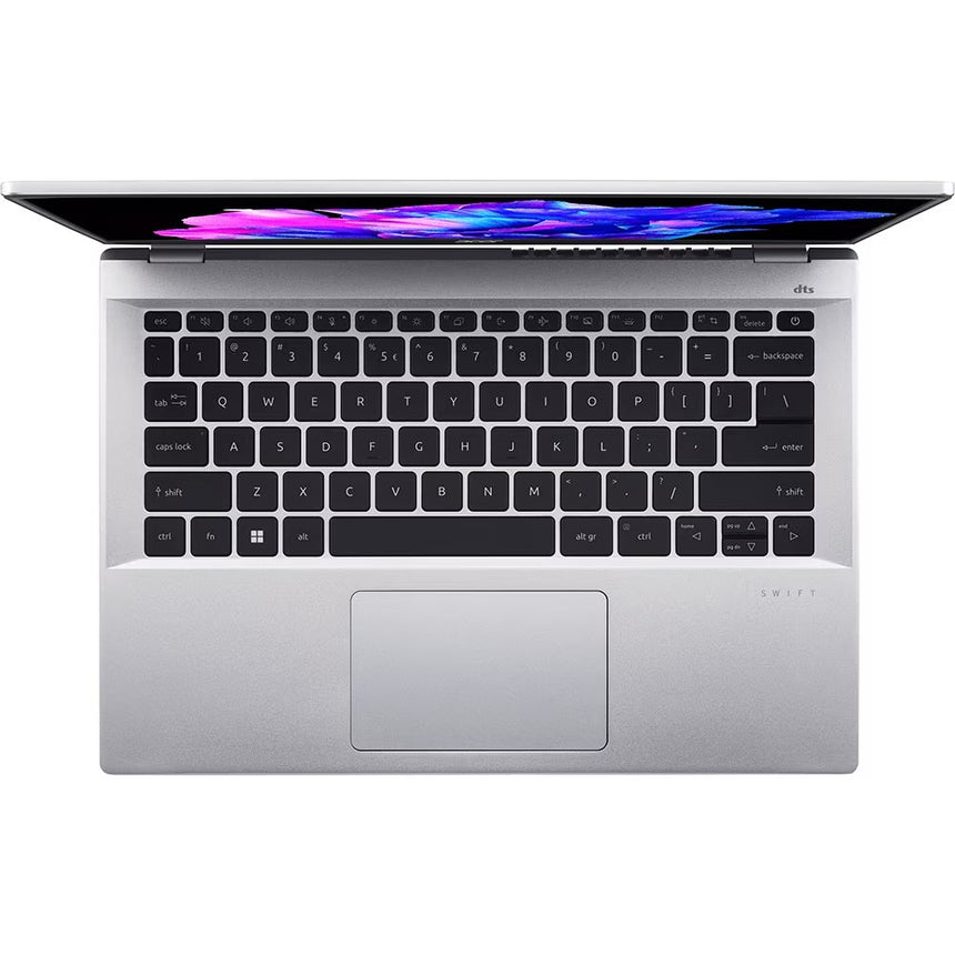 Laptop ACER Swift Go 14 SFG14-71-73YM, Intel Core i7-1355U pana la 5GHz, 14" 2.2K, 16GB, SSD 512GB, Intel Iris Xe, Free DOS, Argintiu