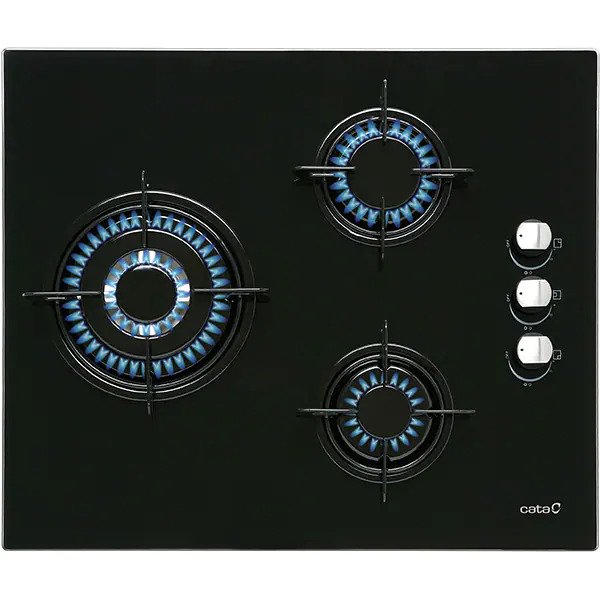 Plita Incorporabila CATA CIB 6021 BK, Gaz, 3 arzatoare, Wok, Negru