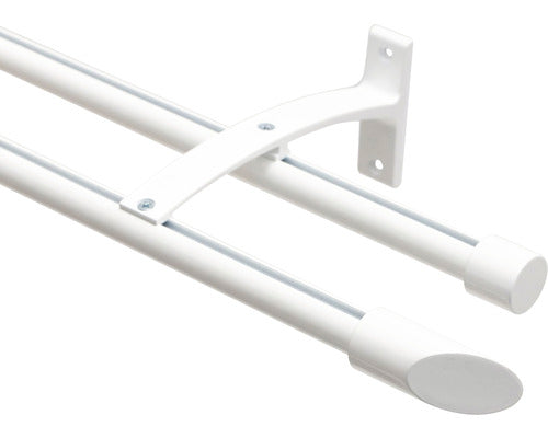 Galerie Dubla Aluminiu Onix, Prindere De Perete, Ø 20 Mm Alb 110 Cm