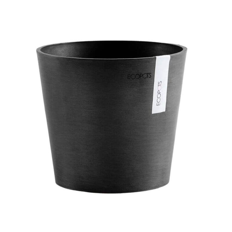 Ghiveci din plastic reciclat Ecopots Amsterdam Mini, 17 cm., Gri Inchis