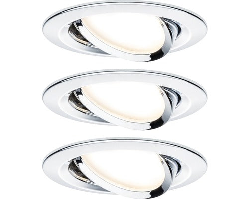 Spoturi Led Incastrate Nova Gu10 6, 5w Ø84 Mm, Becuri Led Incluse, Crom, Pachet 3 Bucati