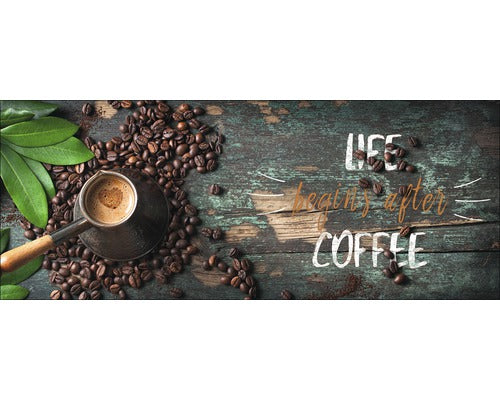 Tablou Sticla Life & Coffee Creation 30x80 Cm