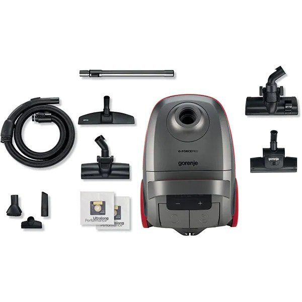 Aspirator cu sac GORENJE G Force Pro VCEA24GPRA, 3l, 700W, 64dB, Gri Inchis-Rosu