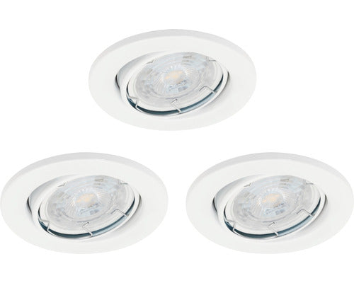 Spoturi Led Incastrate Dimm Gu10 5.5w Ø86 Mm, Becuri Led Incluse, Alb, Pachet 3 Bucati