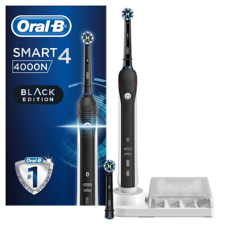 Periuta de dinti electrica Oral-B Smart 4 4000N Cross Action. 40000 pulsatii/min. 8800 oscilatii/min. Curatare 3D. 3 programe. 2 capete. Bluetooth. Negru