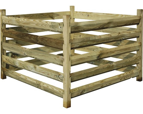 Compostor De Lemn Cu Stalp De Colt, 100x100x70 Cm