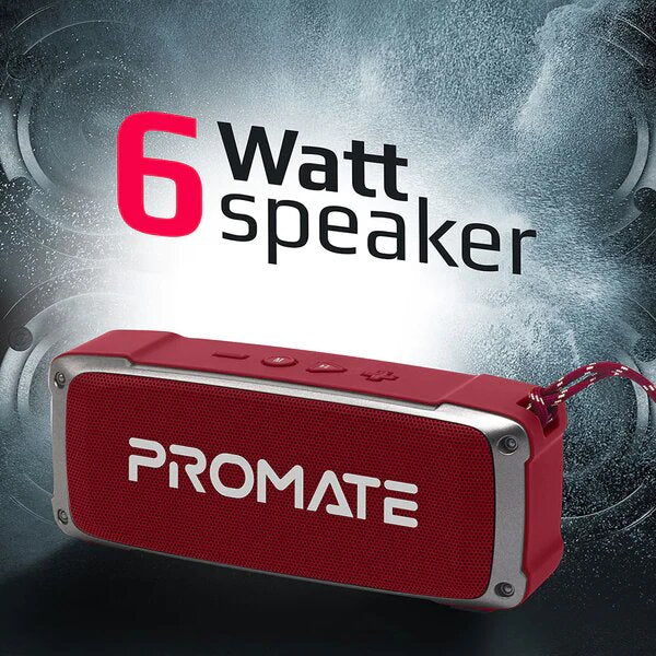 Boxa Portabila PROMATE Outbeat, Bluetooth, MicroSD, Radio FM, Rosu