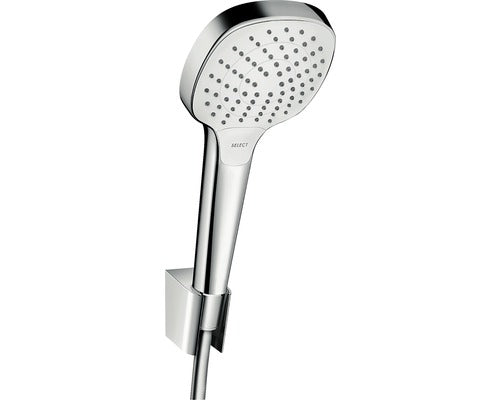 Set para dus Hansgrohe Croma Select E Vario 26425400, cu suport, alb-crom