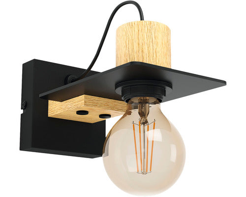 Aplica Perete Interior Bramerton E27, Negru/lemn