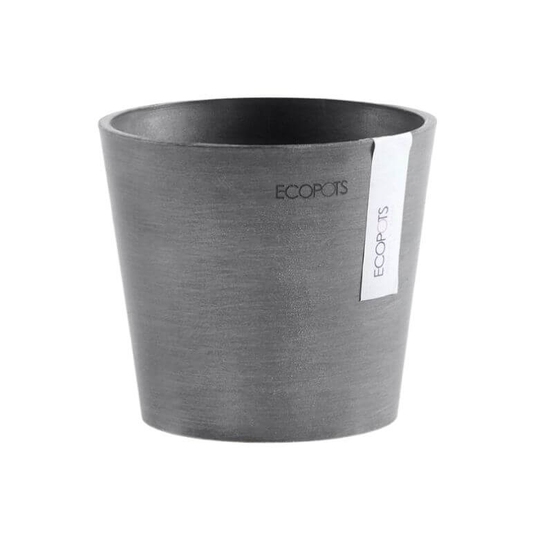 Ghiveci din plastic reciclat Ecopots Amsterdam Mini, 13 cm., Gri