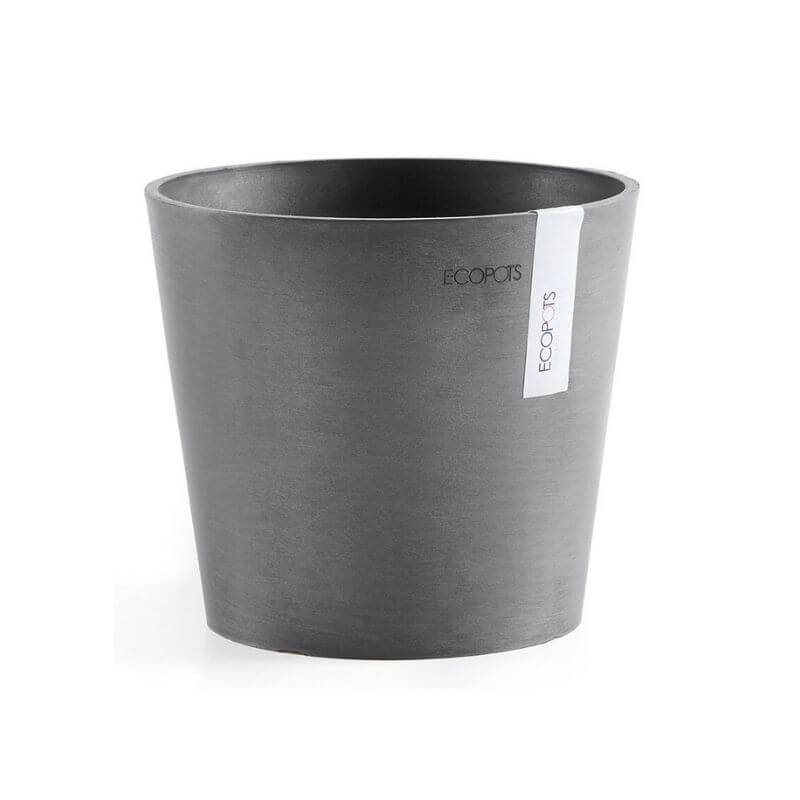 Ghiveci din plastic reciclat Ecopots Amsterdam Mini, 17 cm., Gri