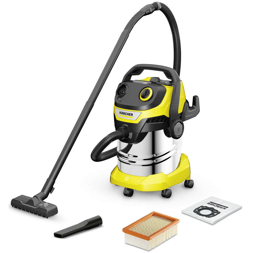 Aspirator multifunctional Karcher WD 5 S V-25/6/22, 1000 W, aspirare umeda si uscata, 25 l rezervor, furtun 2.2 m, functie de suflare, galben/negru