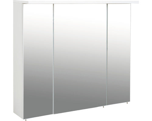 Dulap Baie cu Oglinda Profil, 3 Usi, PAL, 80,5x72,3 cm, Alb