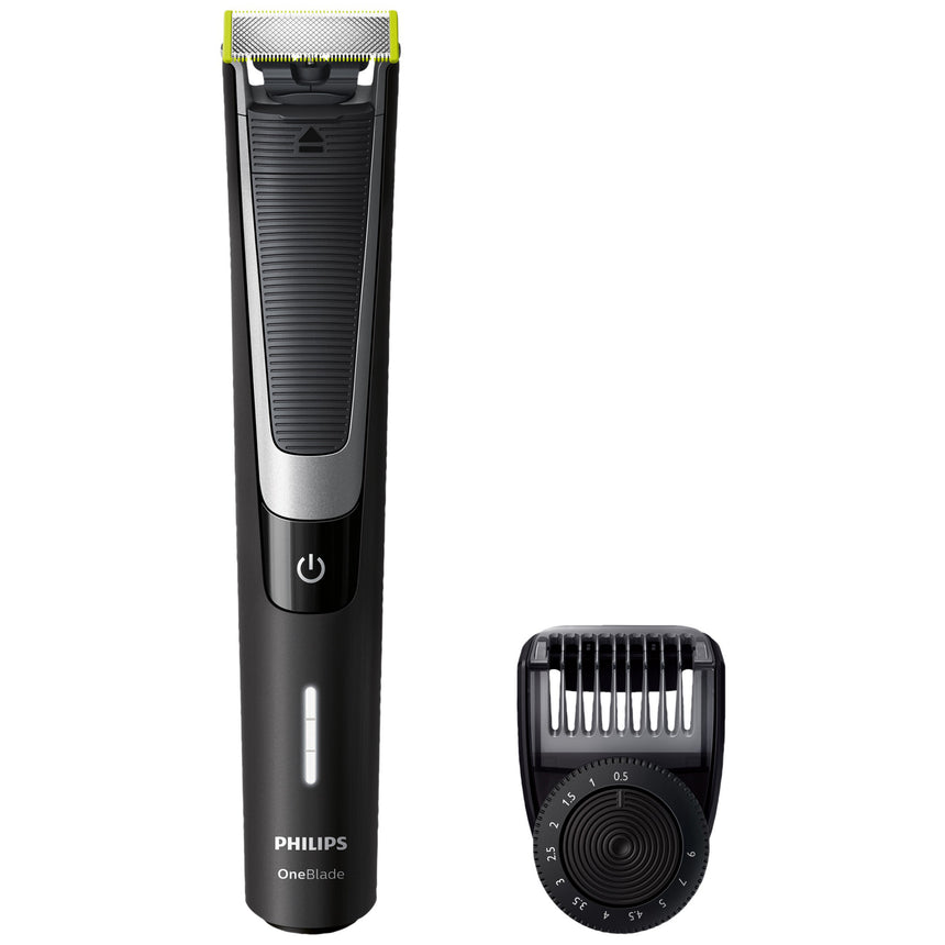 Aparat hibrid de barbierit si tuns barba Philips OneBlade Pro QP6510/20, Pieptene de precizie cu 12 lungimi, Acumulatori, Negru