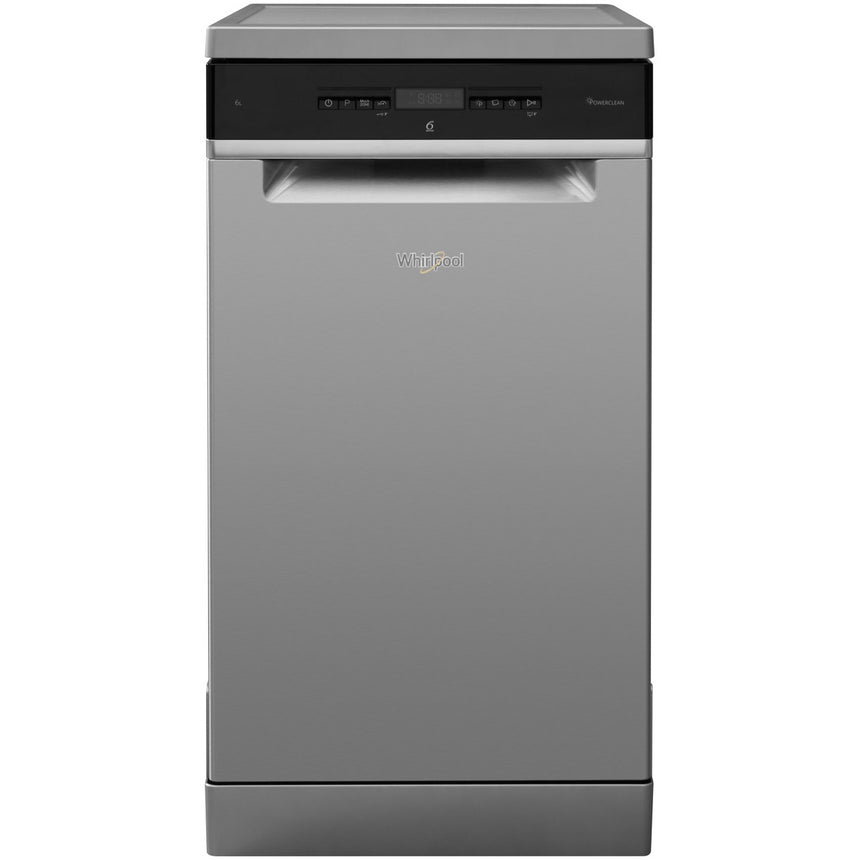 Masina de spalat vase Whirlpool WSFO3T1256PCX, 10 seturi, 8 programe, 6th Sense, Power Clean, Clasa E, 45 cm, Inox