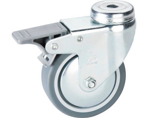 Roata Pivotanta Metalica & Plastic Tarrox Ø75mm, Fara Placa Fixare, Cu Frana