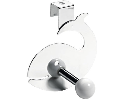 Cuier Pentru Usa Cu 1 Carlig Hettich Colours & Kids 86x100x57 Mm, Otel Cromat Forma Balena