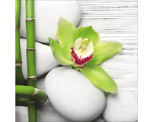 Tablou Sticla Flowers Stones Bamboos Ii 30x30 Cm