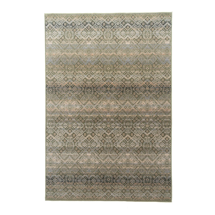 Covor Carpeta lana 100% Bella 1044-1-51058, Bej/Verde, design Vintage 80x150 cm