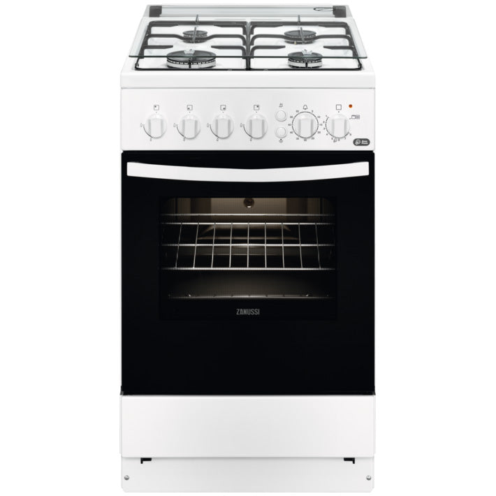 Aragaz Zanussi ZCG512K1WA, Gaz, 4 arzatoare, Grill, Aprindere electrica, 55 l, 50 cm, Alb