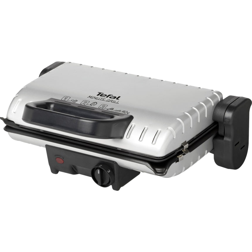 Gratar electric Tefal GC205012, 1600 W, placi antiaderente si detasabile, termostat ajustabil, 21 x 33.5 cm, Negru/Gri