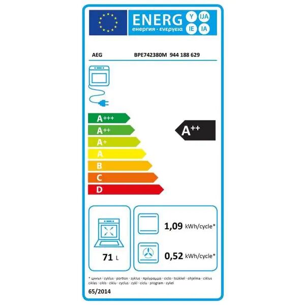 Cuptor Incorporabil AEG BPE742380M, Electric, Autocuratare Pirolitica, 71 l, Clasa A++, Inox Antiamprenta