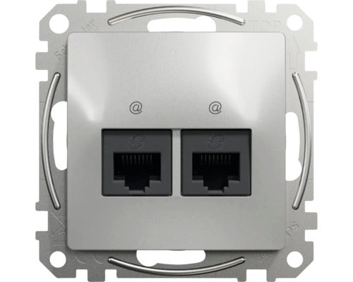 Priza Date Rj45 Dubla Schneider Sedna Design Cat6, Aluminiu