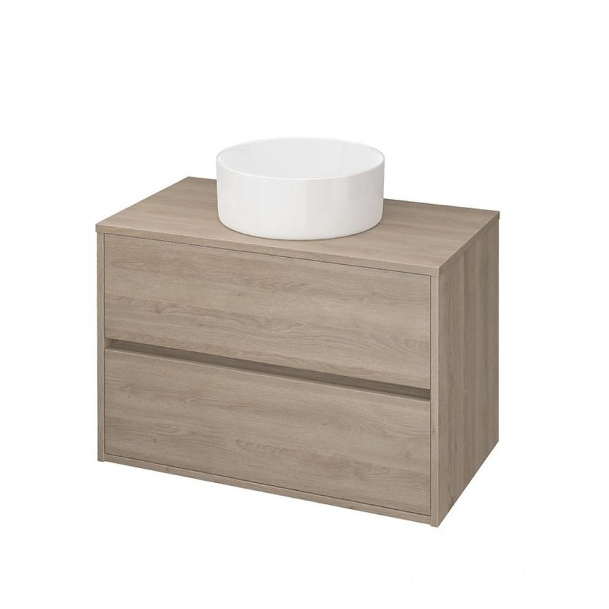Dulap de baie stejar Cersanit Crea, 80 cm, pentru lavoarele pe blat Crea Cersanit, 79.4x45x53 cm