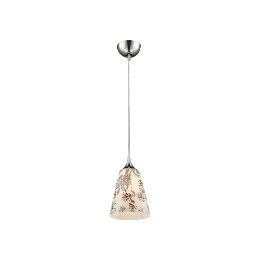 Pendul modern RIDO, Klausen 3239 , un bec E27, sticla culoare alb cu model