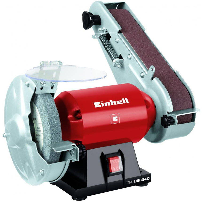 Polizor cu banda si slefuitor de banc Einhell TH-US 240, 240 W, 230 V, 2950 RPM, 150 mm diametru disc