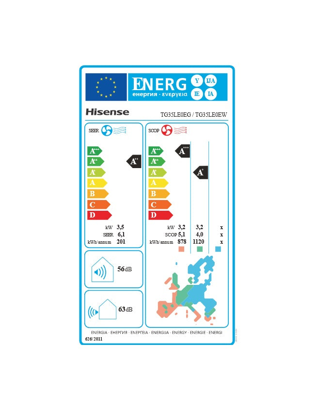 Aer Conditionat HISENSE TG35LE0E, 12000 BTU, A++/A+, Inverter, Sterilizare HI-UVC, Wi-Fi, Negru