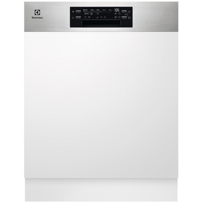 Masina de spalat vase semi-incorporabila Electrolux EES47310IX, 13 seturi, 8 programe, Clasa D, Motor inverter, Start intarziat, 60 cm